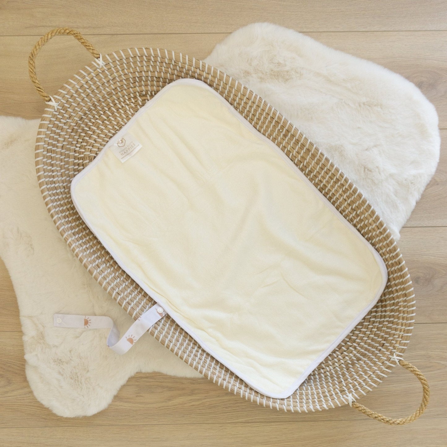 Baby Travel Changing Mats - Sunnies White with Camel