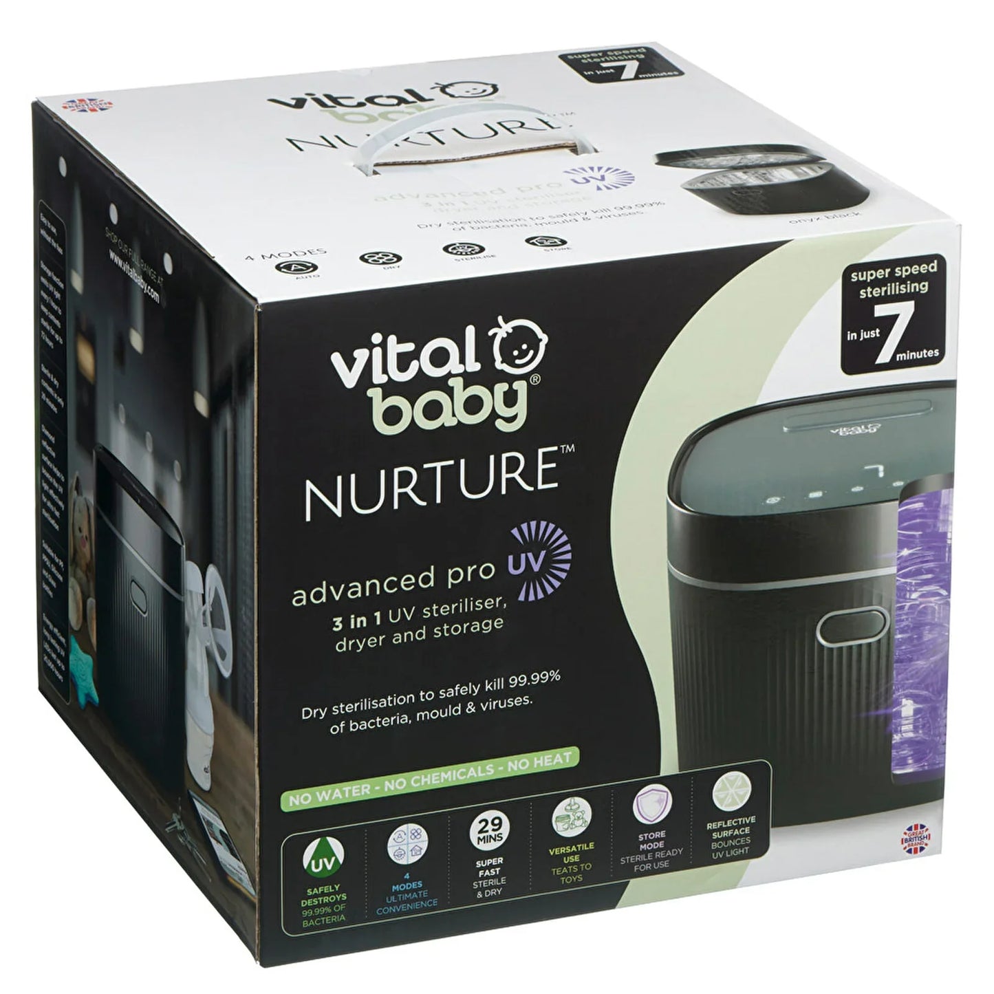 Vital Baby Nurture Advanced Pro UV Steriliser & Dryer - Black