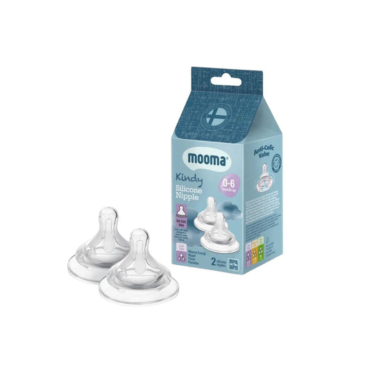 Mooma Kindy Silicone Teats Slow Flow 0-6 months Pack of 2