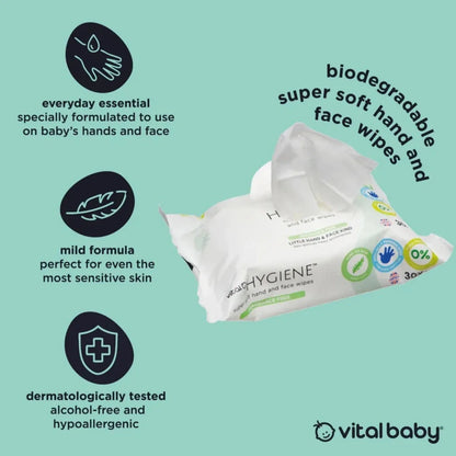 Vital Baby Hygiene Super Soft Fragrance Free Hand & Face Wipes 12x30 pcs