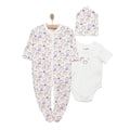 Baby Girl Sleepsuit Bodysuit & Hat Set - Ecru