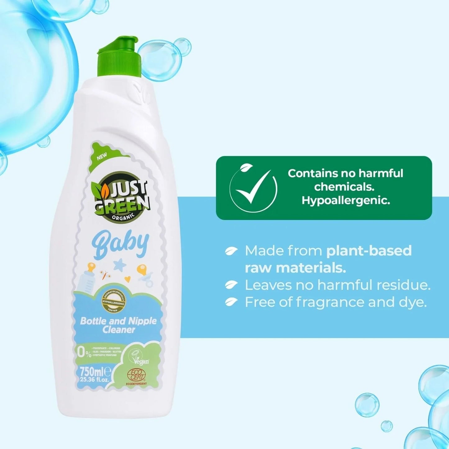 Just Green Organic Baby Bottle & Nipple Cleaner 750ml