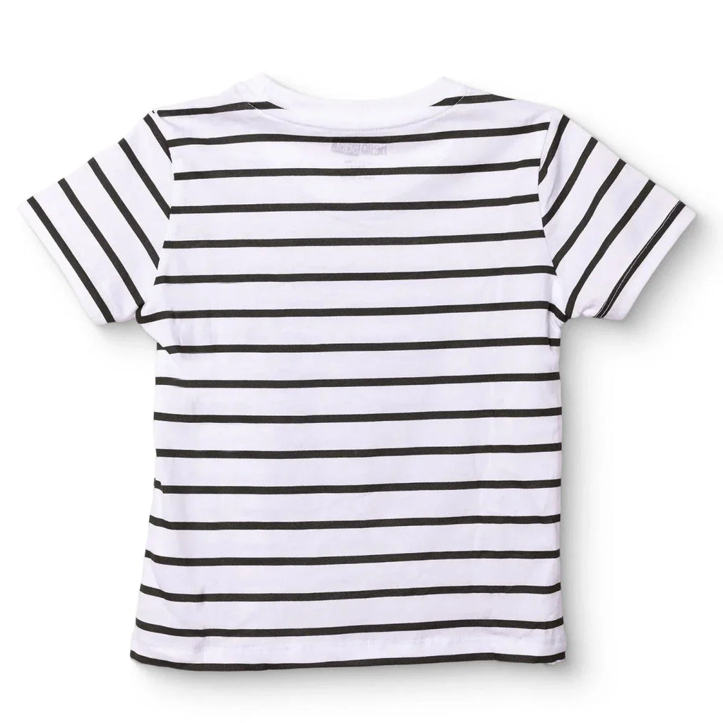 HelloBaby Boys T-shirt Bear Print Cool Boy Crew Neck Short Sleeve - Ecru