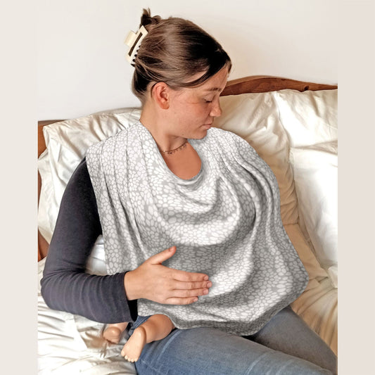 Breastfeeding Cover - Discreet and Stylish Nursing Scarf in Light Grey