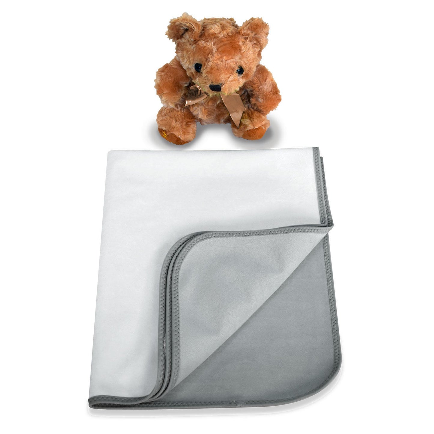 Plush Tummy Time Mat in White & Grey for Newborn Baby