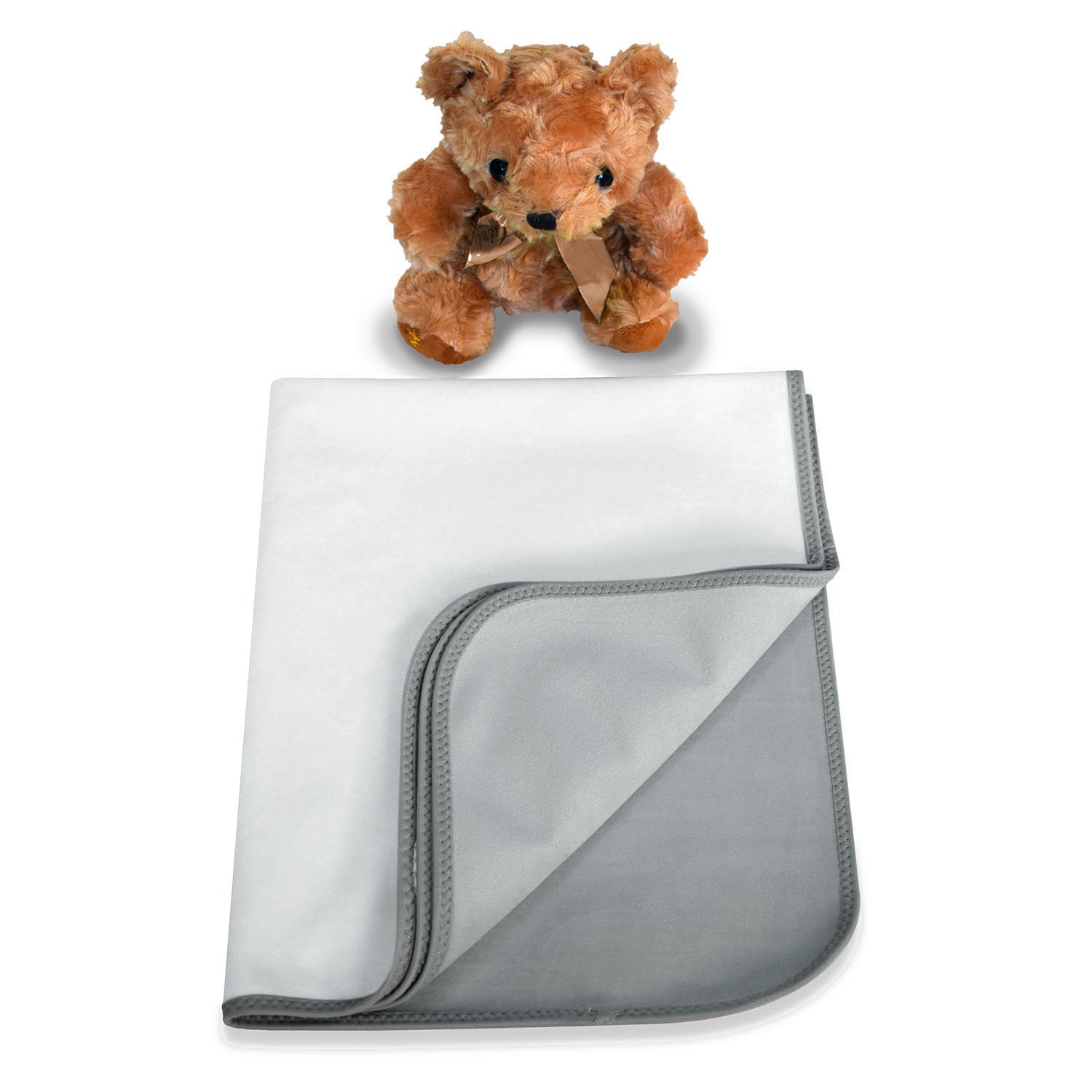 Plush Tummy Time Mat in White & Grey for Newborn Baby