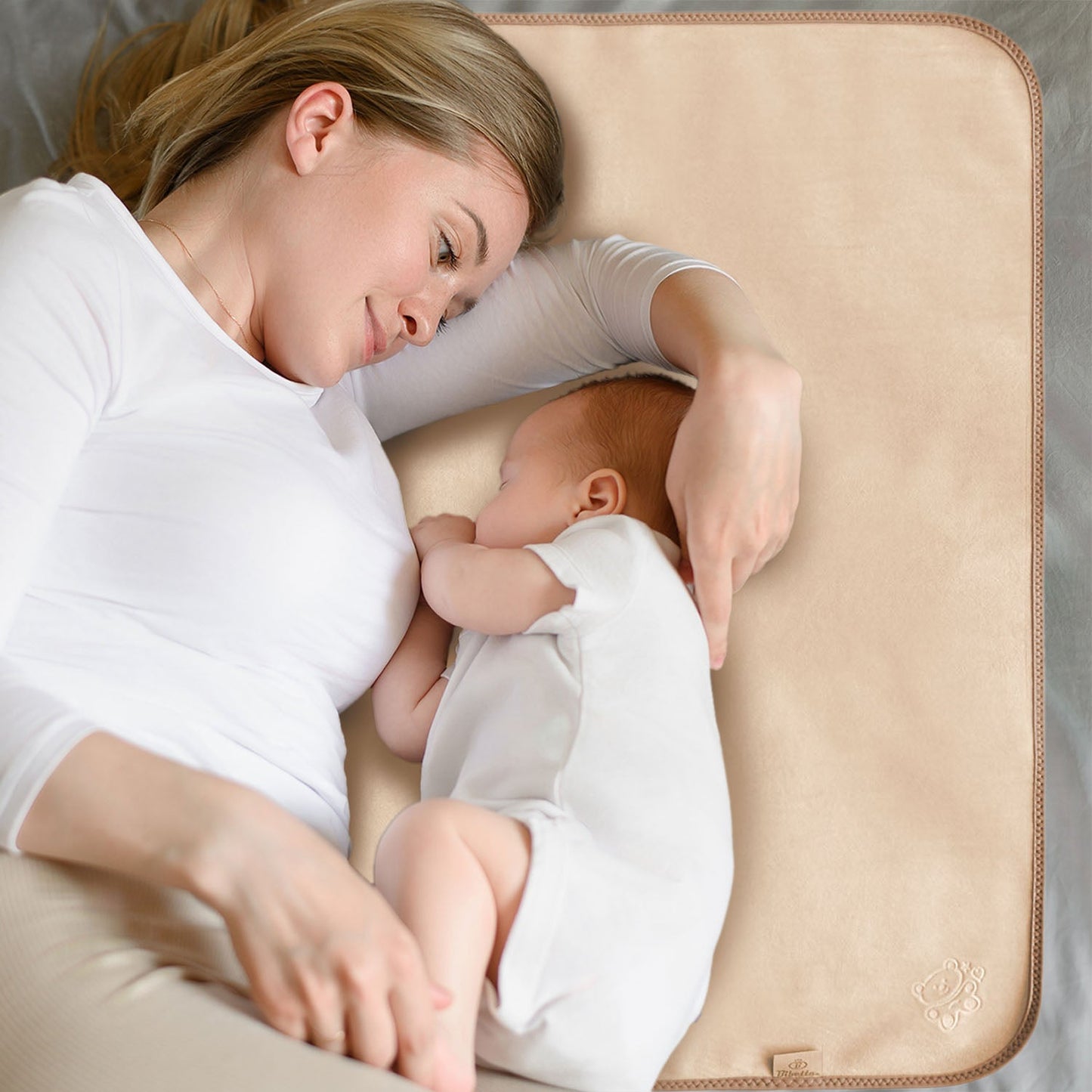 Plush Tummy Time Mat in Cream & Beige for Newborn Baby