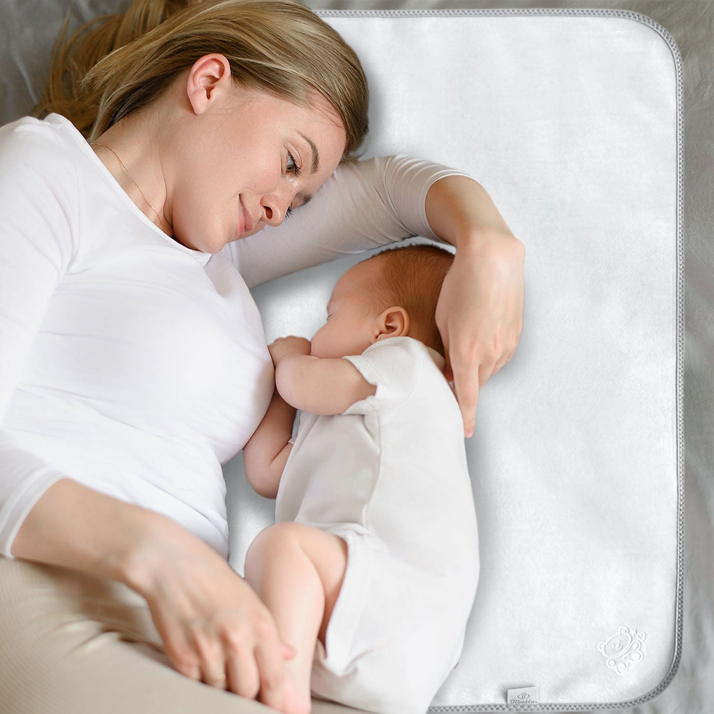 Plush Tummy Time Mat in White & Grey for Newborn Baby