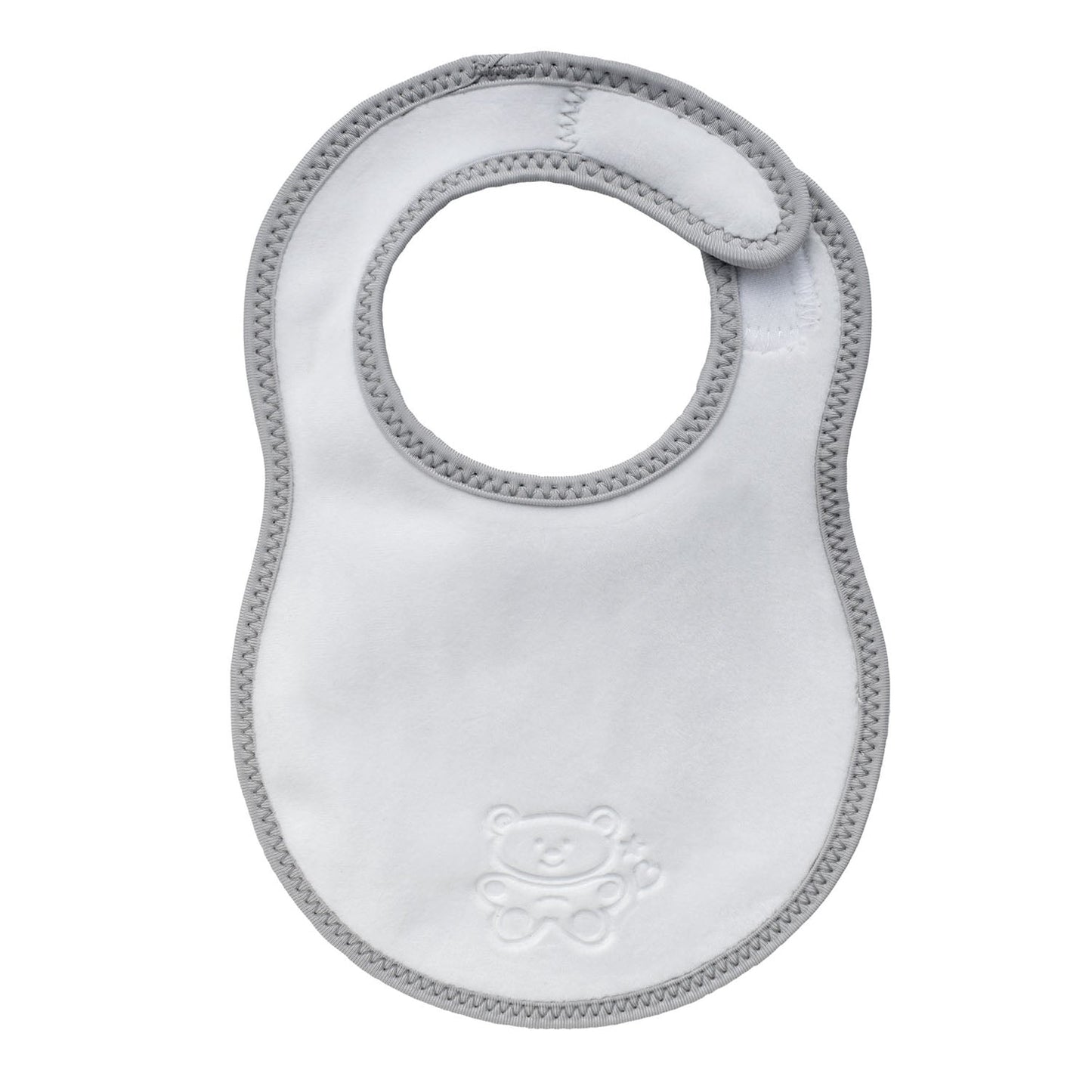Newborn Plush Baby Bib in White & Grey
