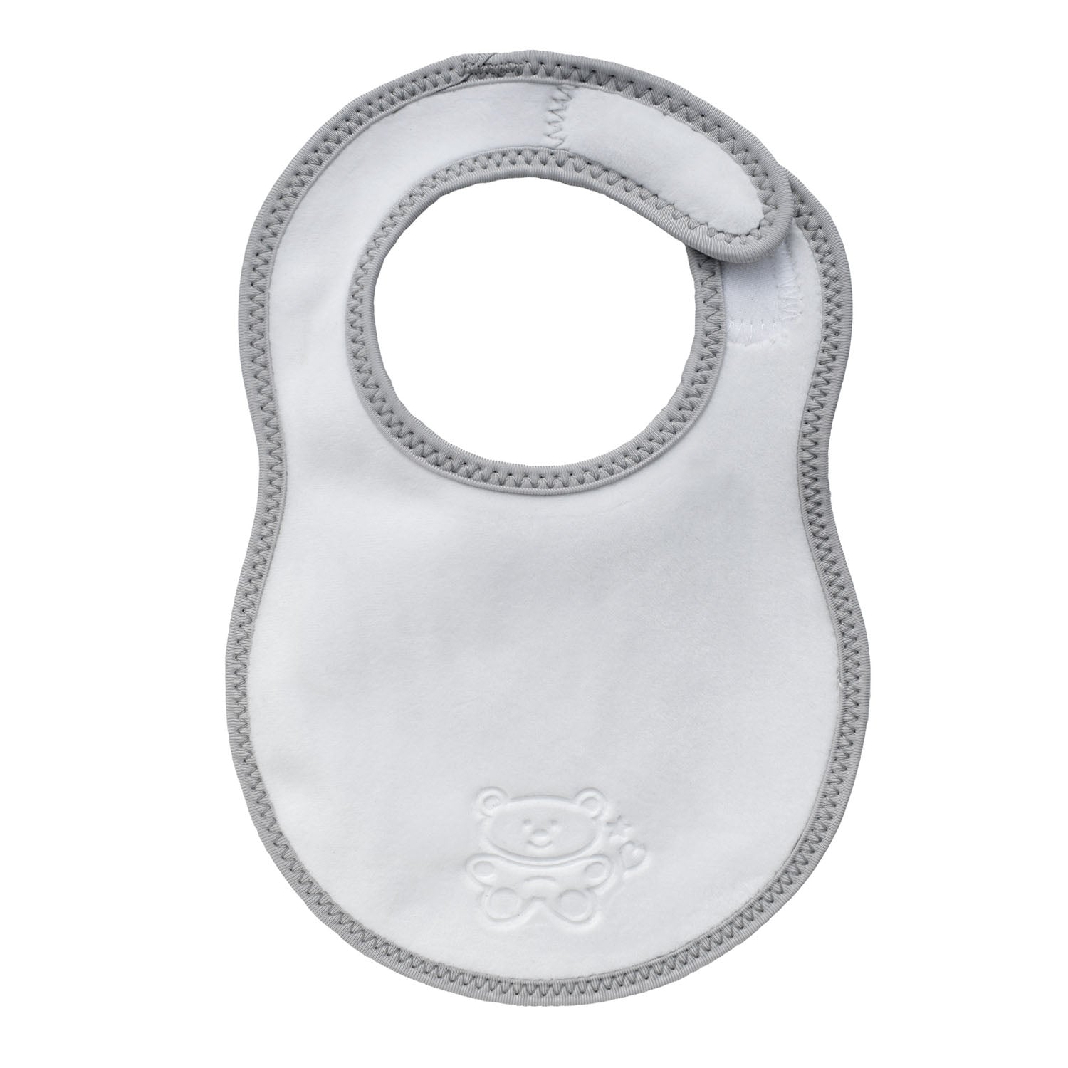 Newborn Plush Baby Bib in White & Grey