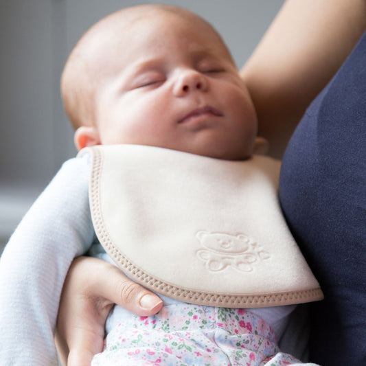 Newborn Plush Baby Bib in Cream & Beige