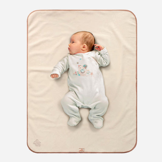 Plush Tummy Time Mat in Cream & Beige for Newborn Baby