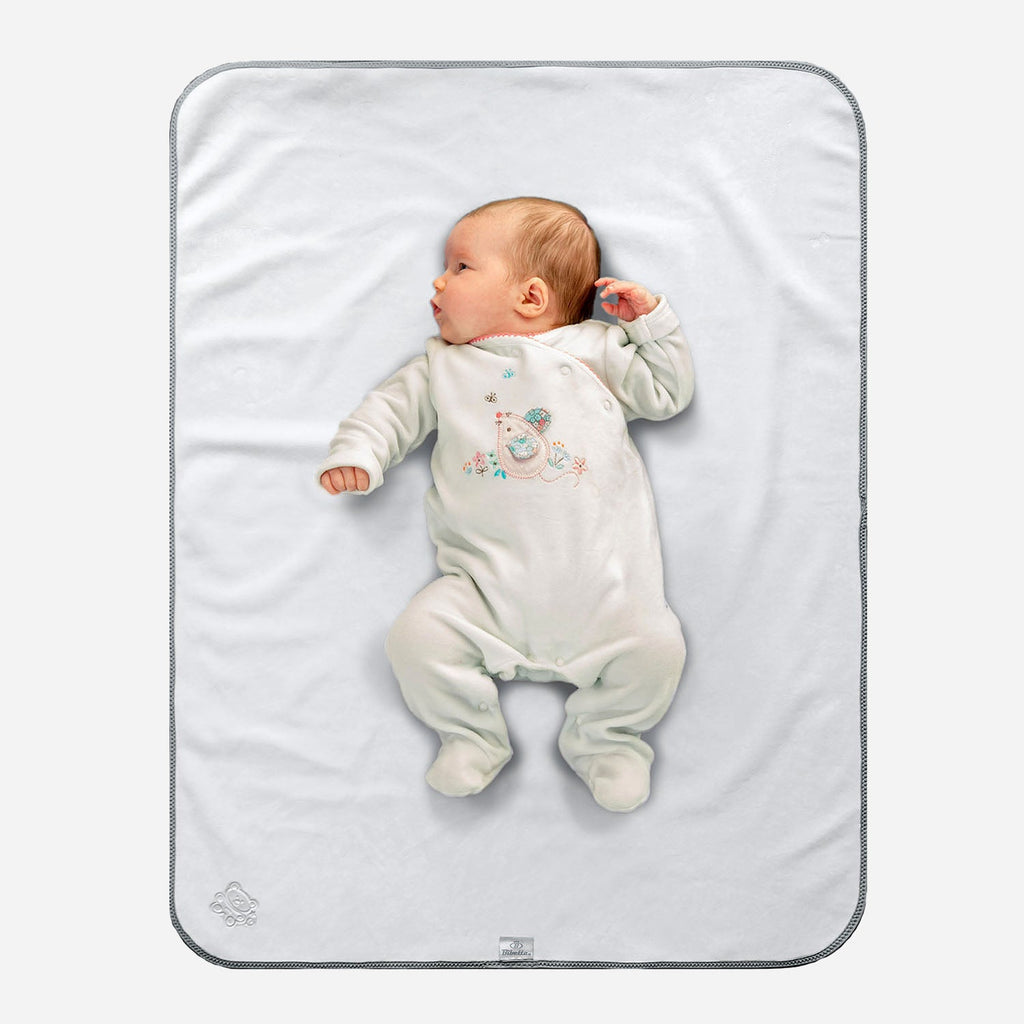 Plush Tummy Time Mat in White & Grey for Newborn Baby