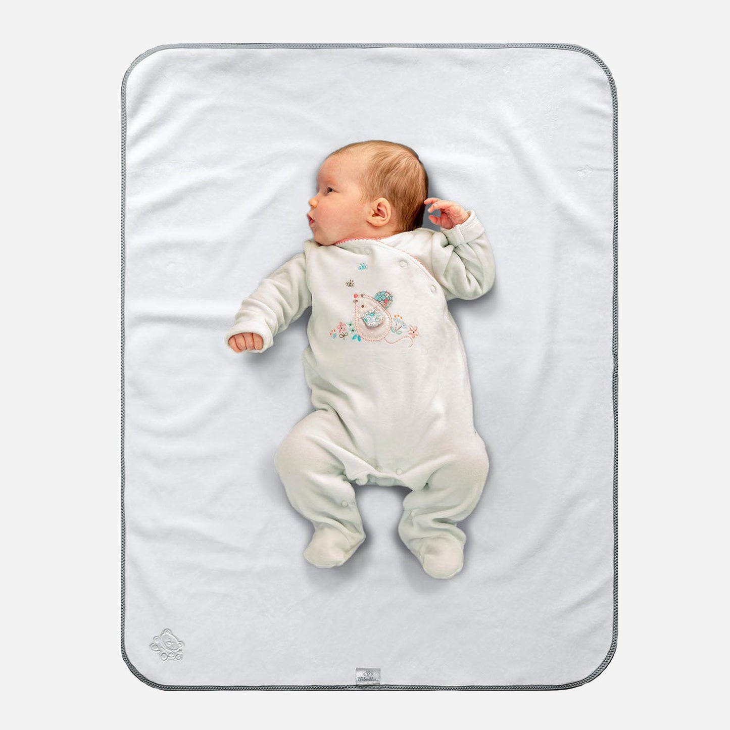 Plush Tummy Time Mat in White & Grey for Newborn Baby