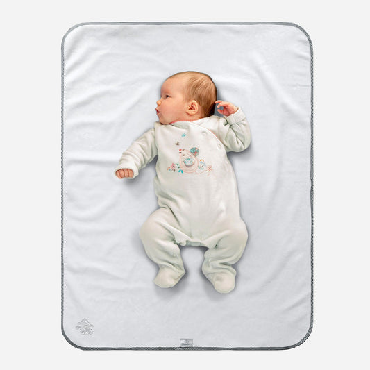 Plush Tummy Time Mat in White & Grey for Newborn Baby