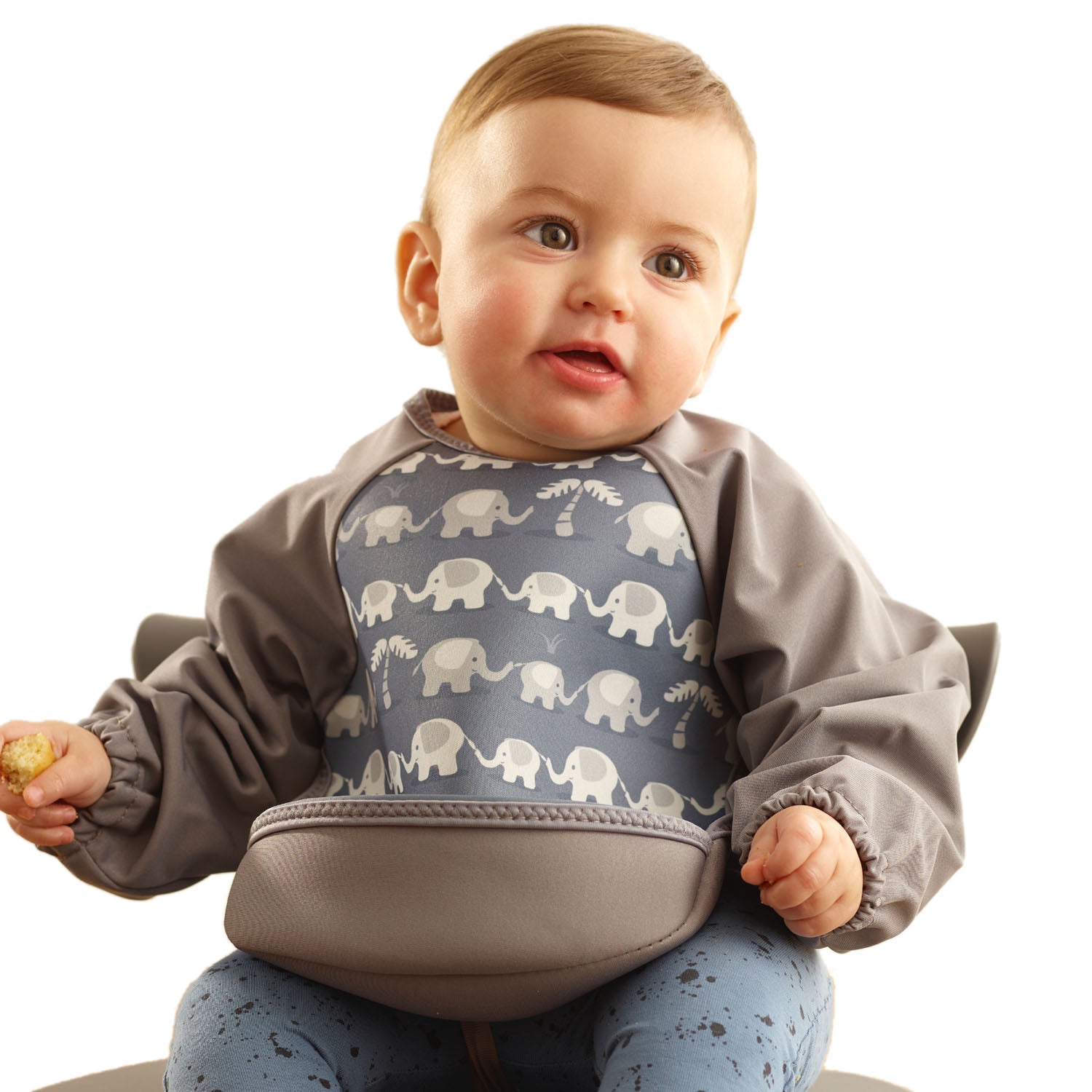 Weaning Bib with Sleeves - Elephants UltraBib