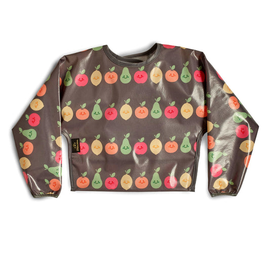 Wipeezee Bib with Sleeves - Grey Happy Fruit