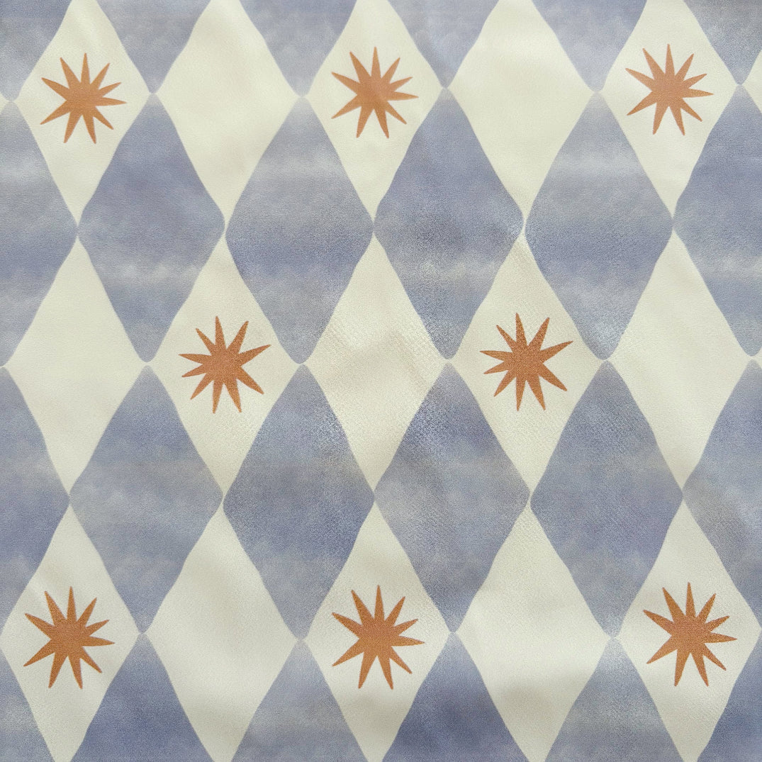 Long Sleeved Baby Bib - Blue Harlequin