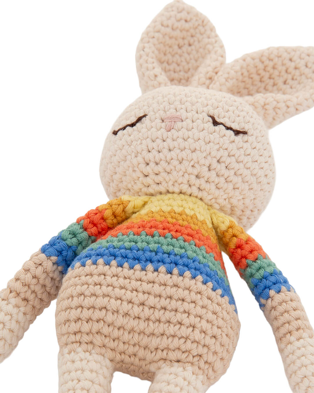 Organic Cotton Rainbow Stripe Bonnie Bunny Crochet Baby Toy