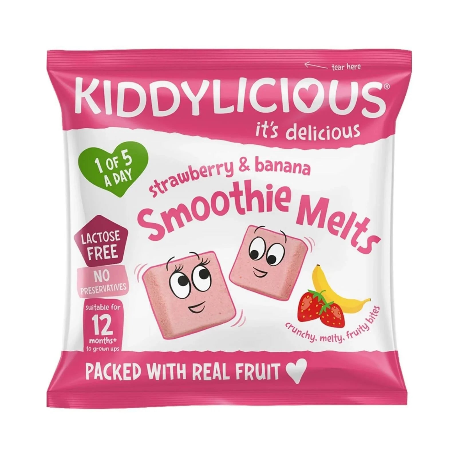 Kiddylicious Strawberry & Banana Smoothie Melts Multi 12+ months 24g (4x6g)