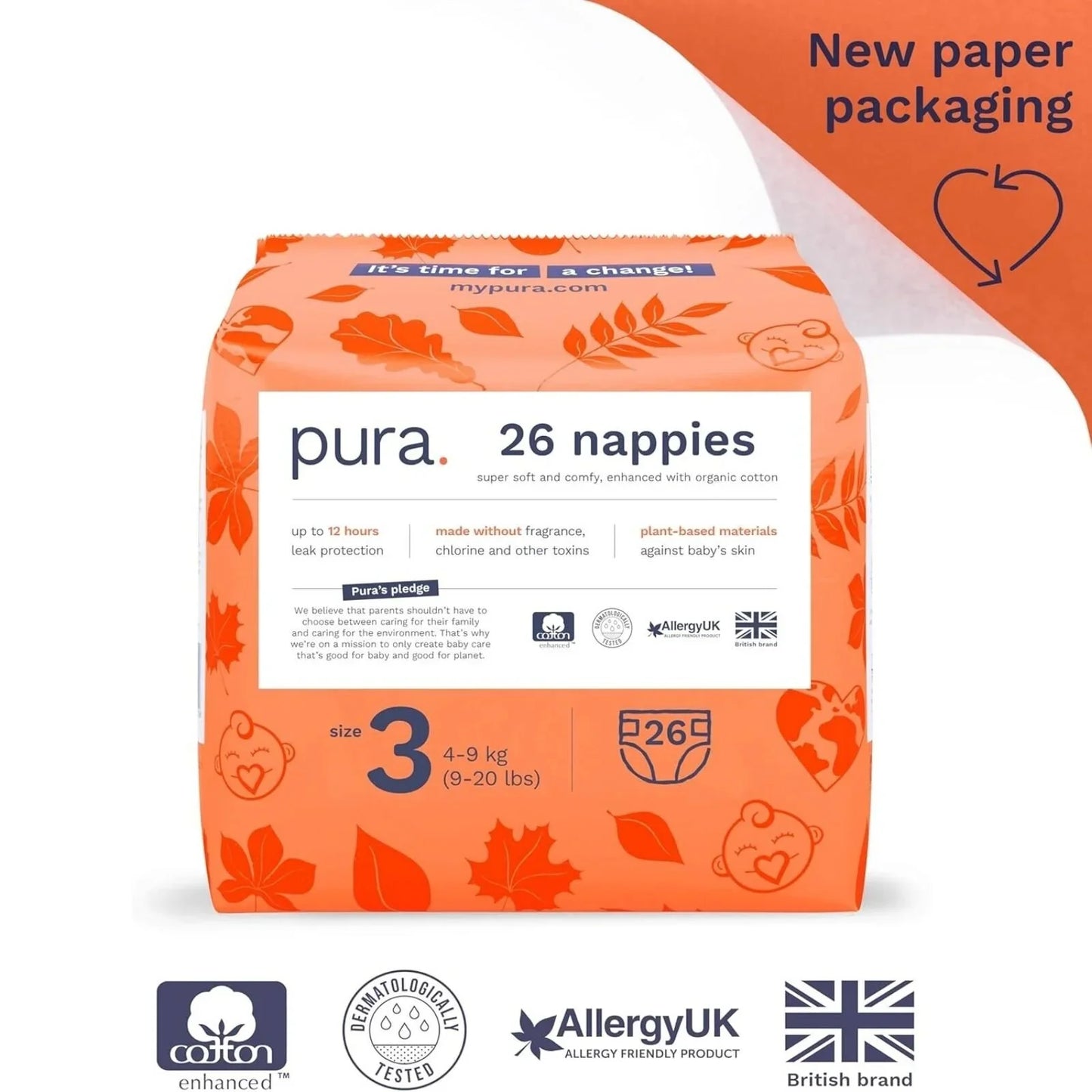 Pura Eco Nappy Size 3 - 26 nappies