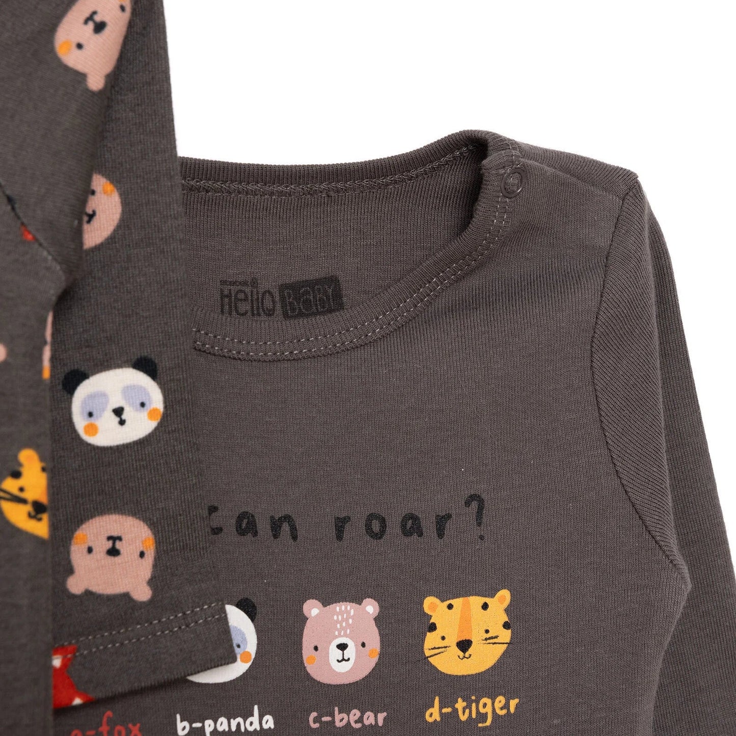 HelloBaby Boy 2-Pack Long Sleeve Bodysuit - Dark Grey