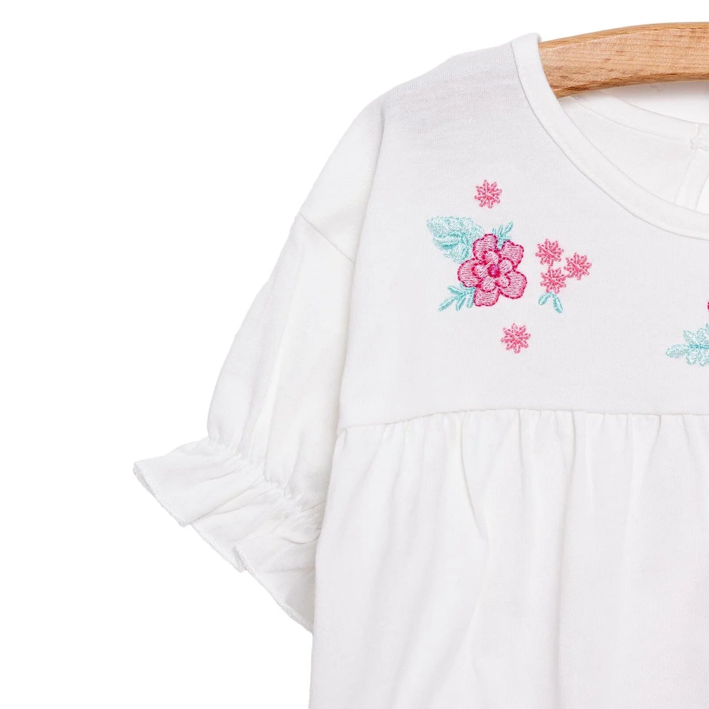 HelloBaby Little Blooms Girl T-shirt & Short - Ecru