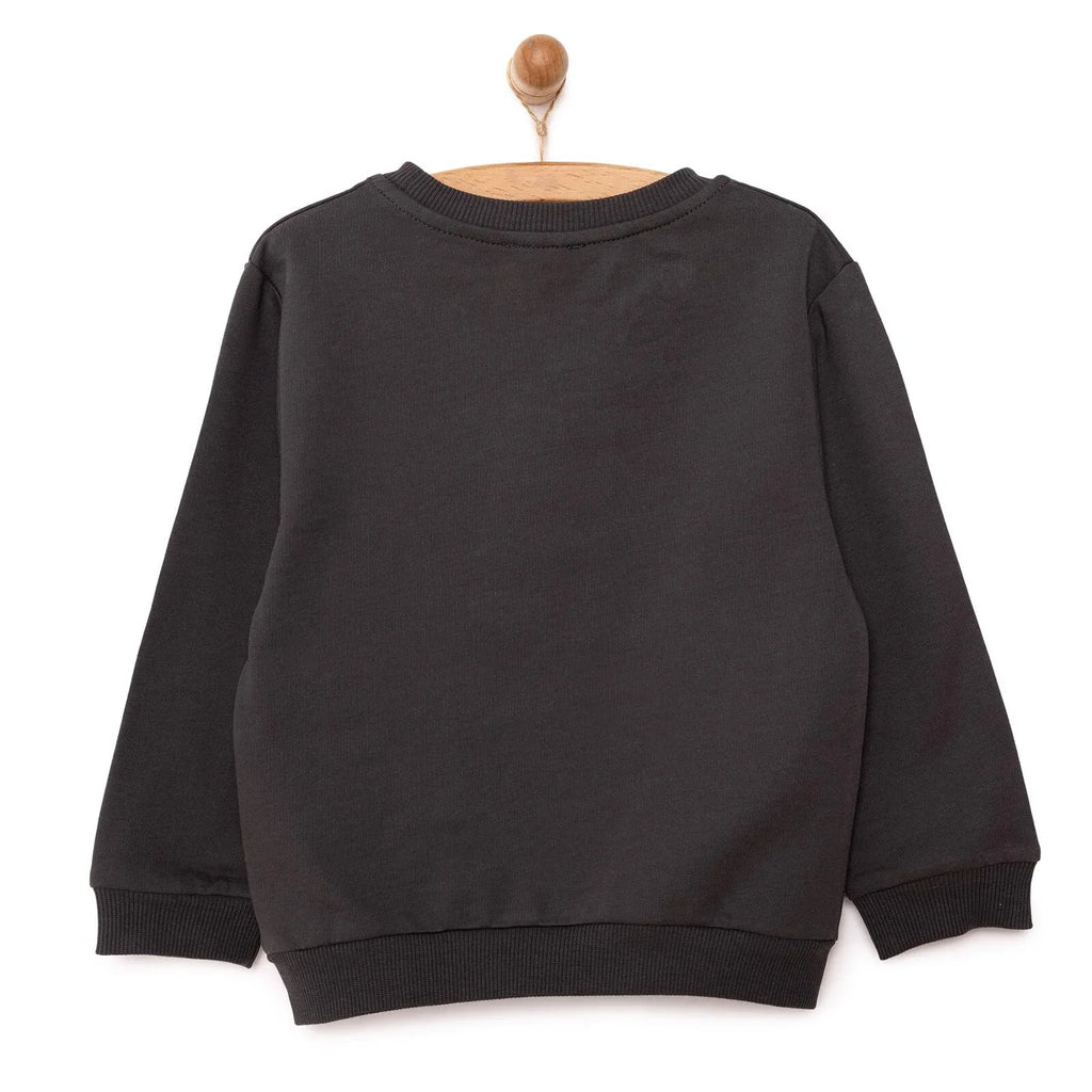 HelloBaby Basic Low Raised Lion Printed Sweatshirt - Dark Grey