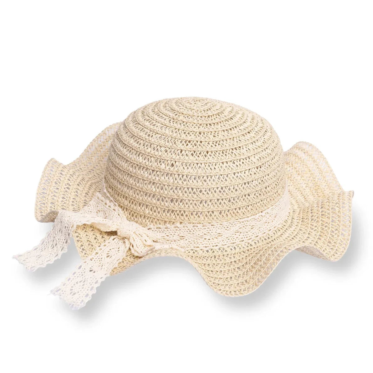 HelloBaby Ribbon Trim Straw Baby Hat (12 Months to 1-4 Years) - Ecru