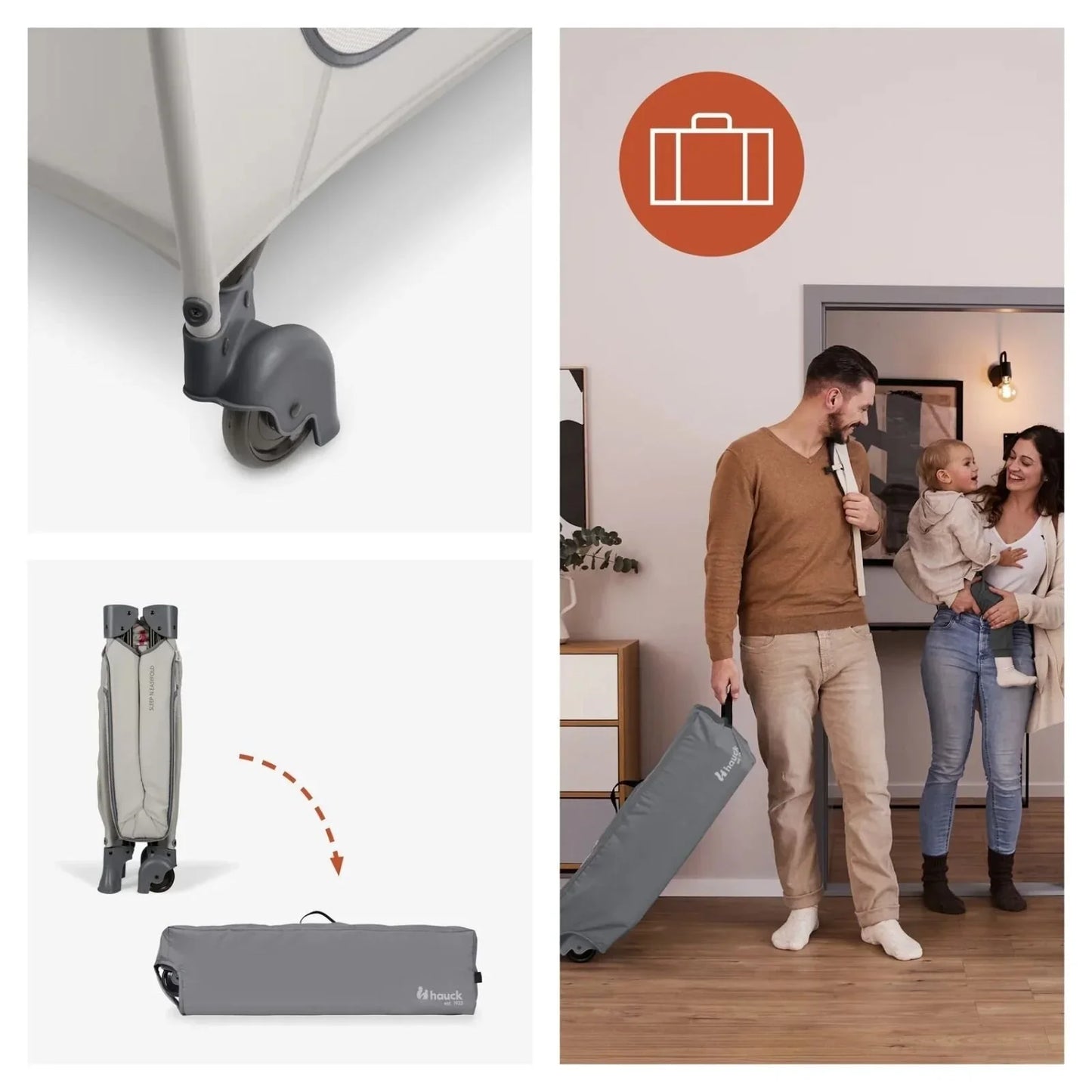 Hauck Sleep N Easyfold Travel Cot - Dark Grey