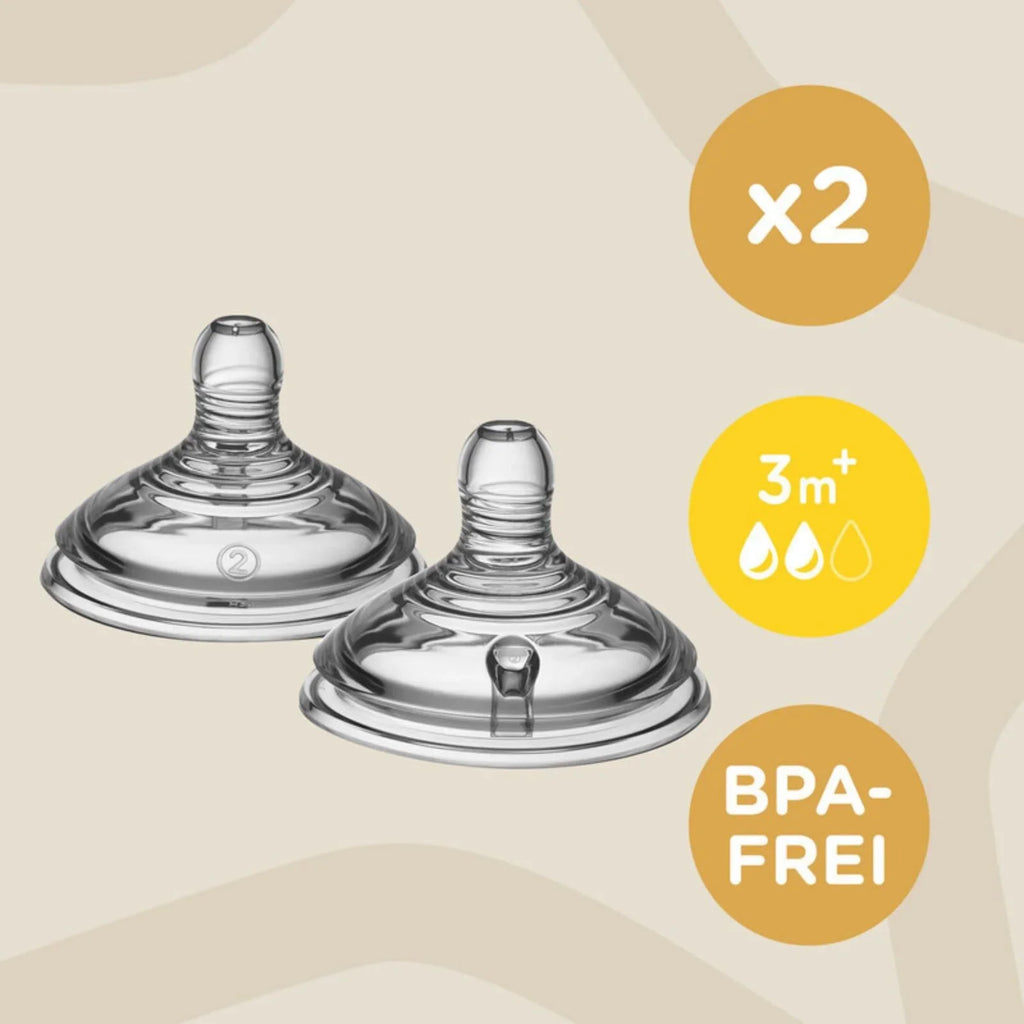 Tommee Tippee Closer to Nature Teat Medium Flow 3+ months Pack of 2