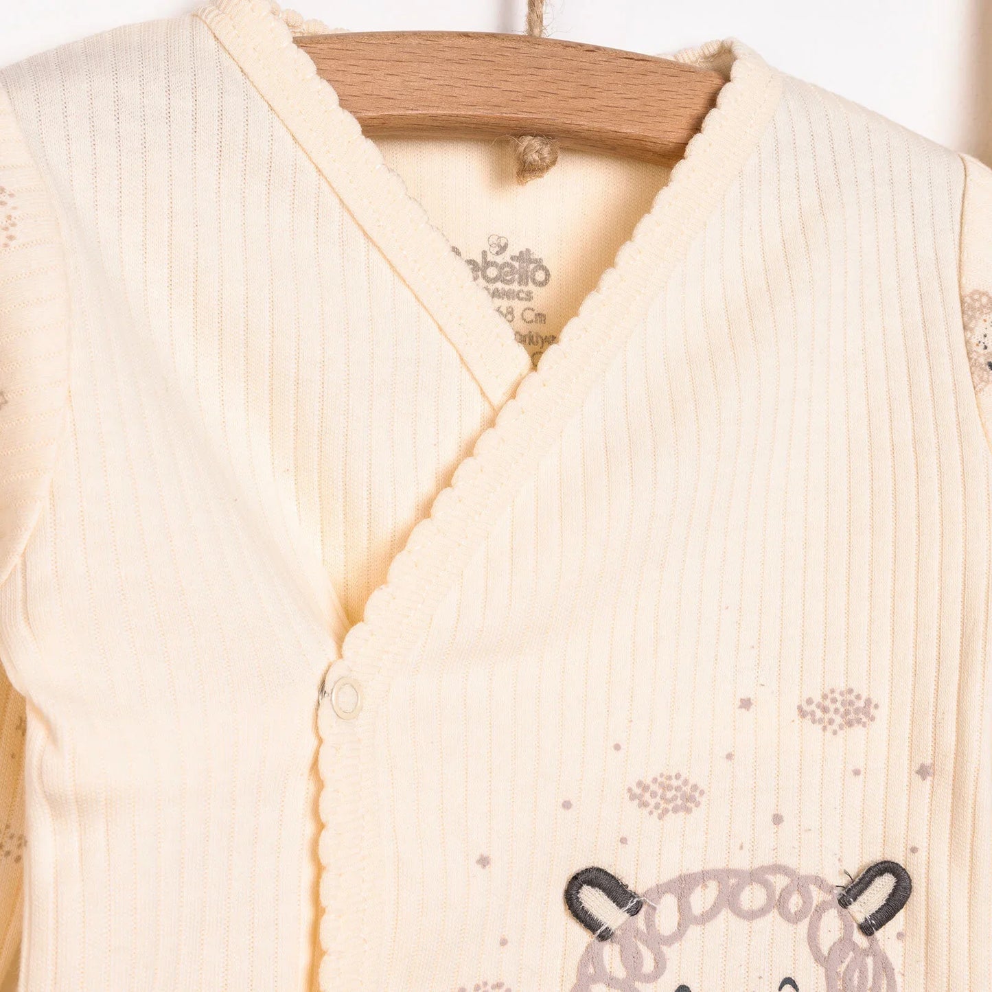 Bebetto Newborn Baby Girl Top-Footed Jumpsuit- Hat - Ecru