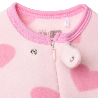 HelloBaby Newborn Polar Footed Jumpsuit - Pink Printed