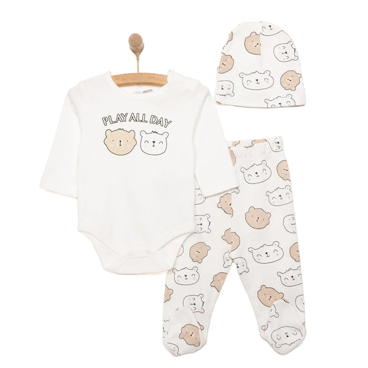 HelloBaby Boy Body-Footed Bottom-Hat - Ecru