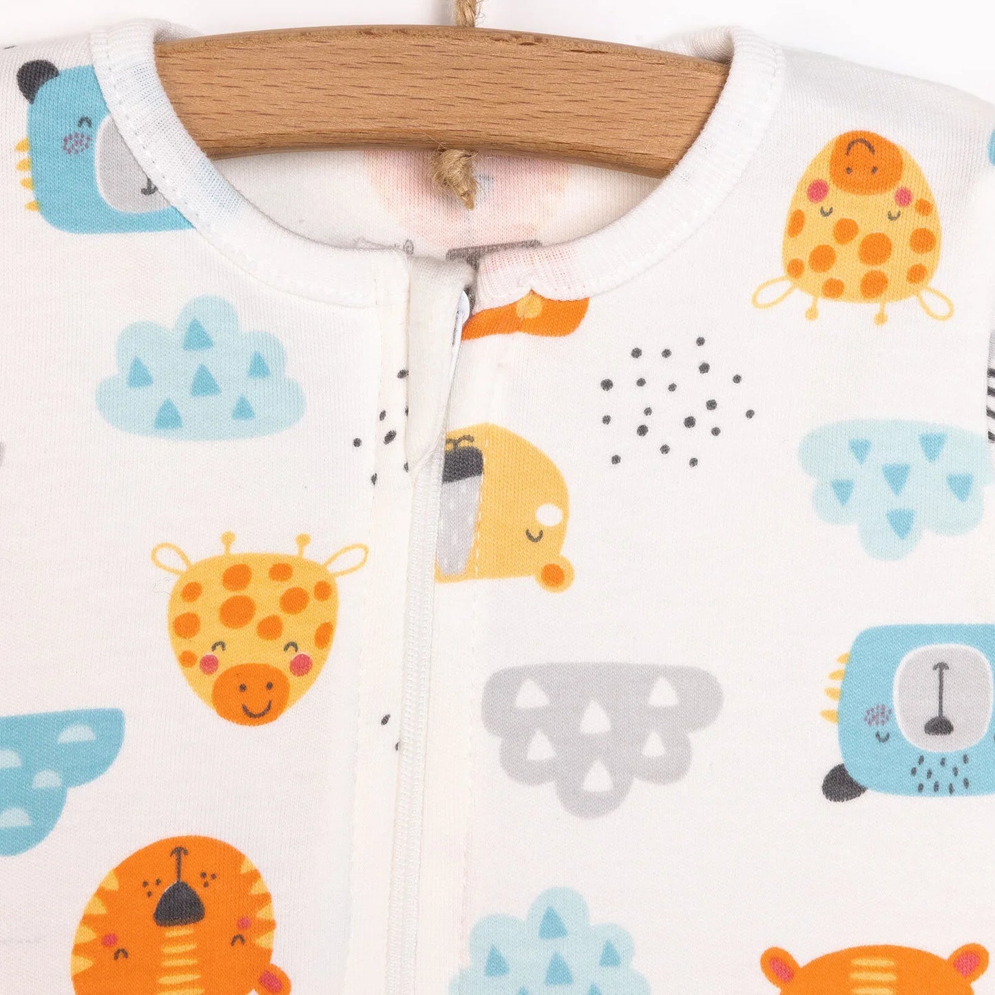 HelloBaby Newborn Footed Jumpsuit - Ecru