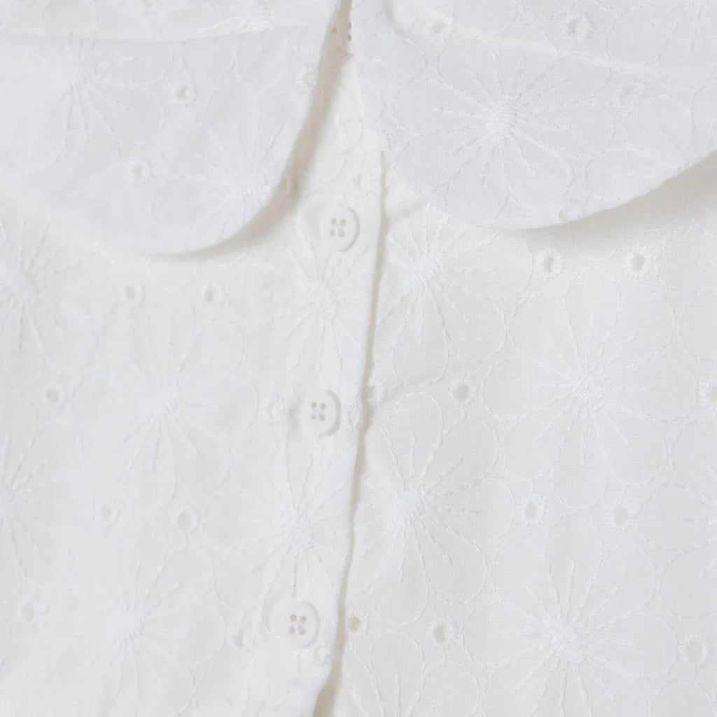 HelloBaby Girls Dress Berry Belle Peter Pan Collar Short Sleeve - White