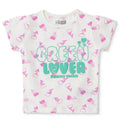 HelloBaby Girls T-shirt Floral Print Crew Neck Short Sleeve - Ecru Printed