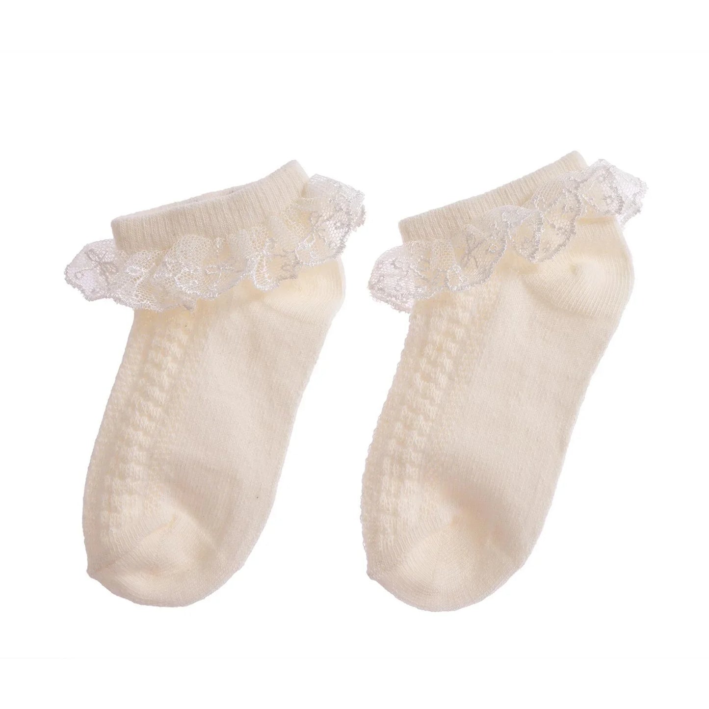 HelloBaby Girl Socks with Lace - Ecru
