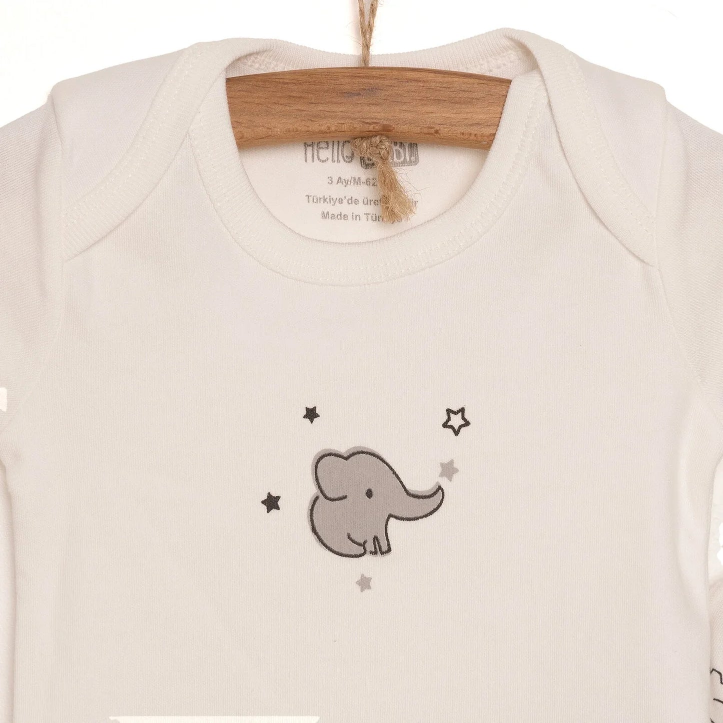HelloBaby Newborn Baby Cute Elephant Jumpsyit - Ecru