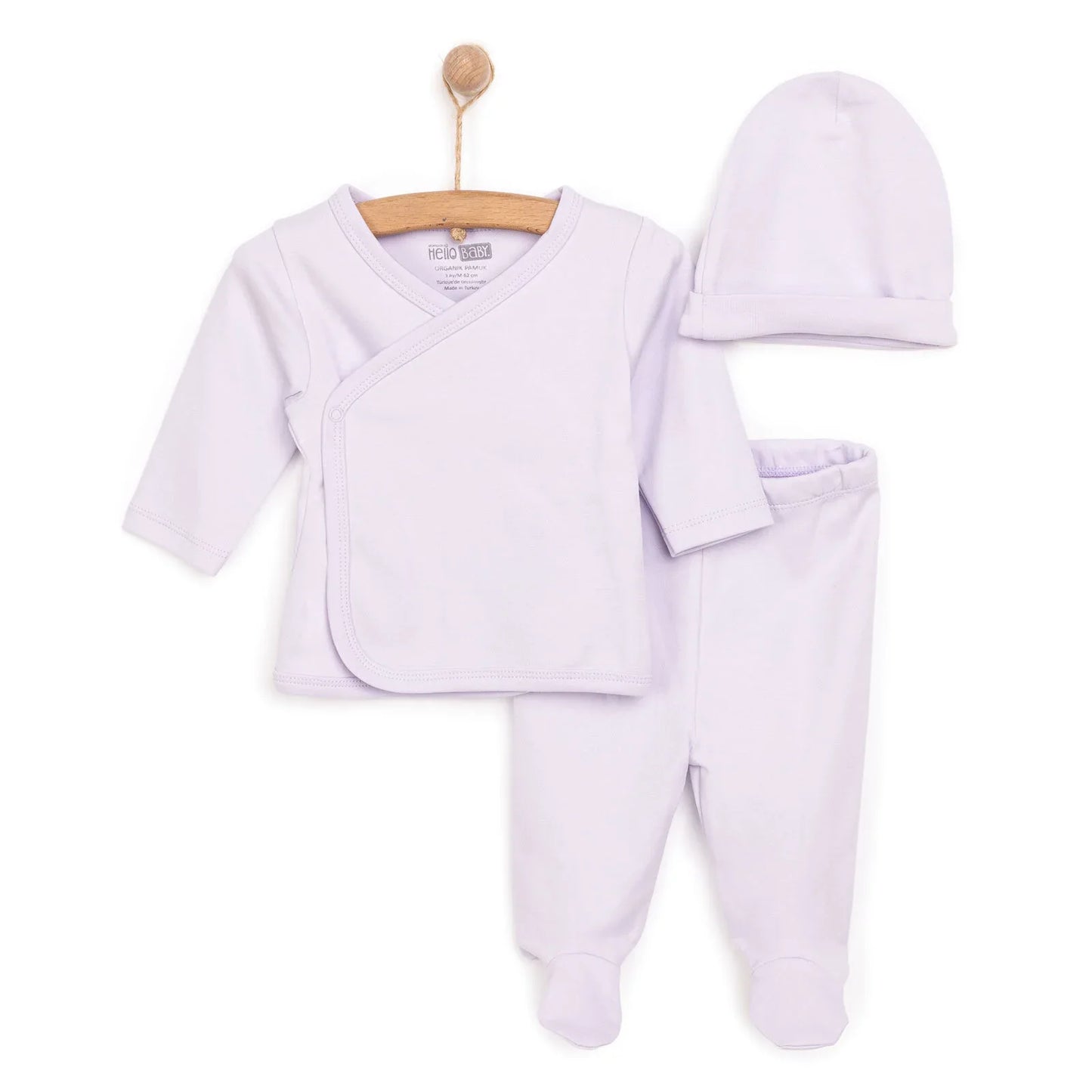 HelloBaby Newborn Organic Wrapover Top-Hat - Purple