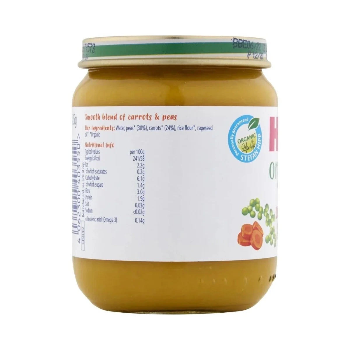 HiPP Organic Carrots & Peas Jar 6+ months 125g