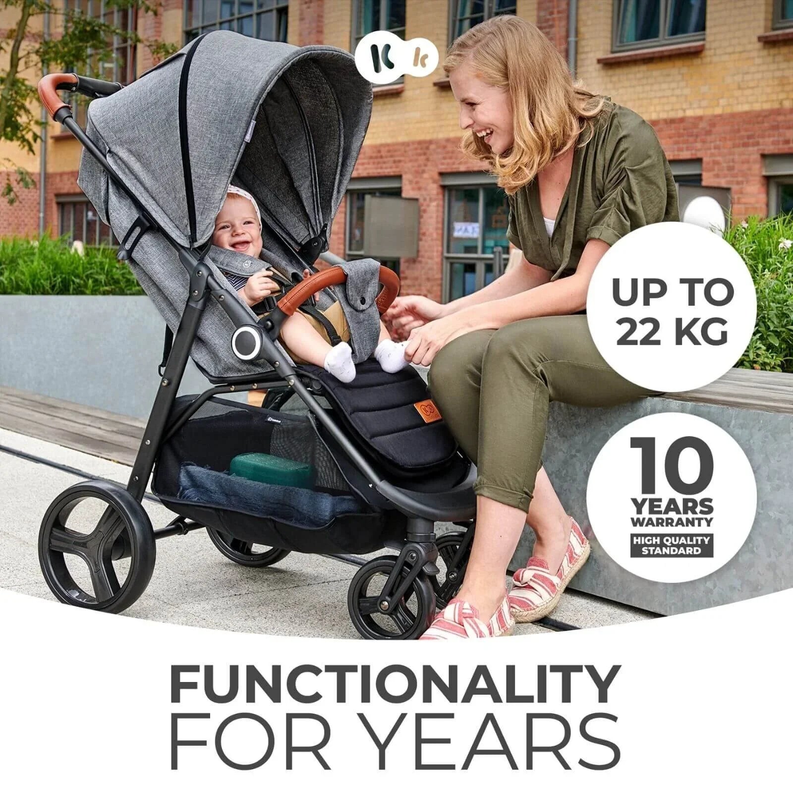 Kinderkraft Grande Plus Baby Stroller - Black