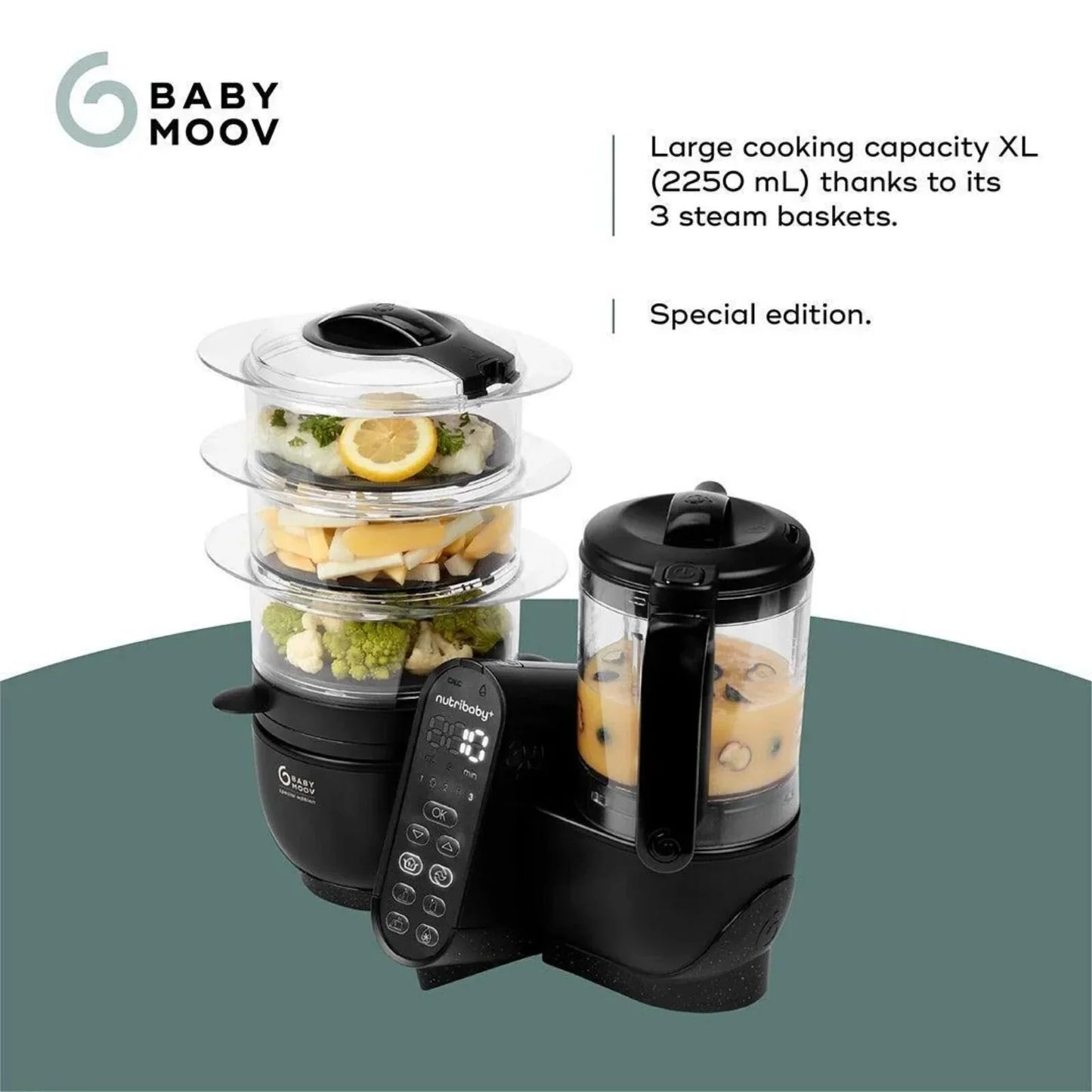 Babymoov Nutribaby (+) XL 6-in-1 Baby Food Maker - Black Edition