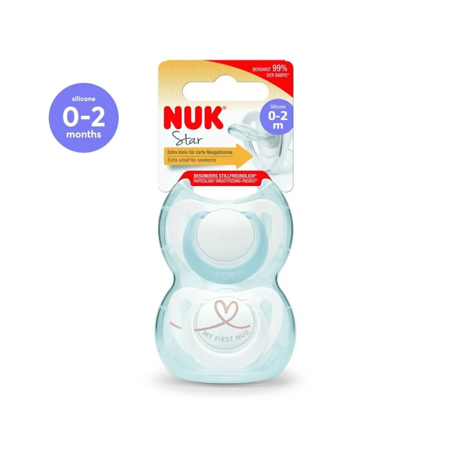 NUK Star Soother 0-2 months Pack of 2 - Blue