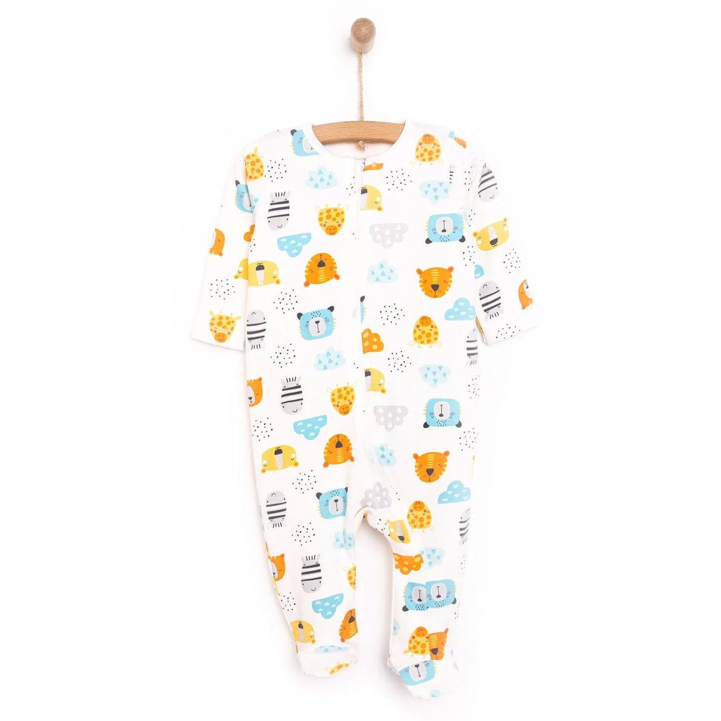 HelloBaby Newborn Footed Jumpsuit - Ecru