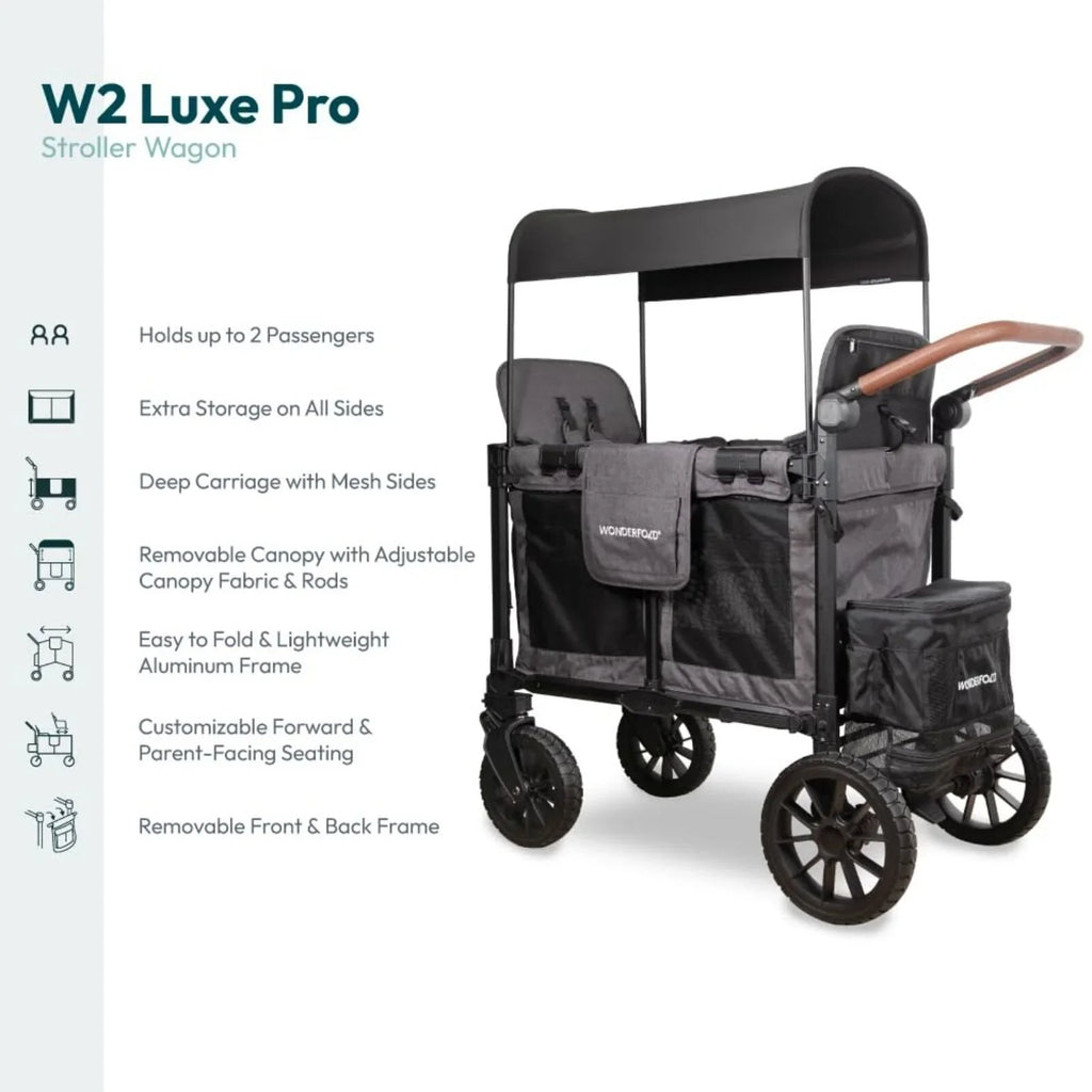 Wonderfold W2 Luxe Pro Stroller Wagon - Charcoal Grey