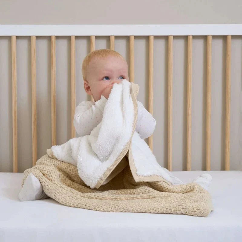 Clair de Lune Organic Sherpa Knit Blanket in Cream