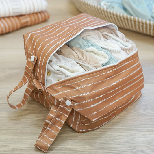 Cloth Nappy Pod - Dune Tan with White