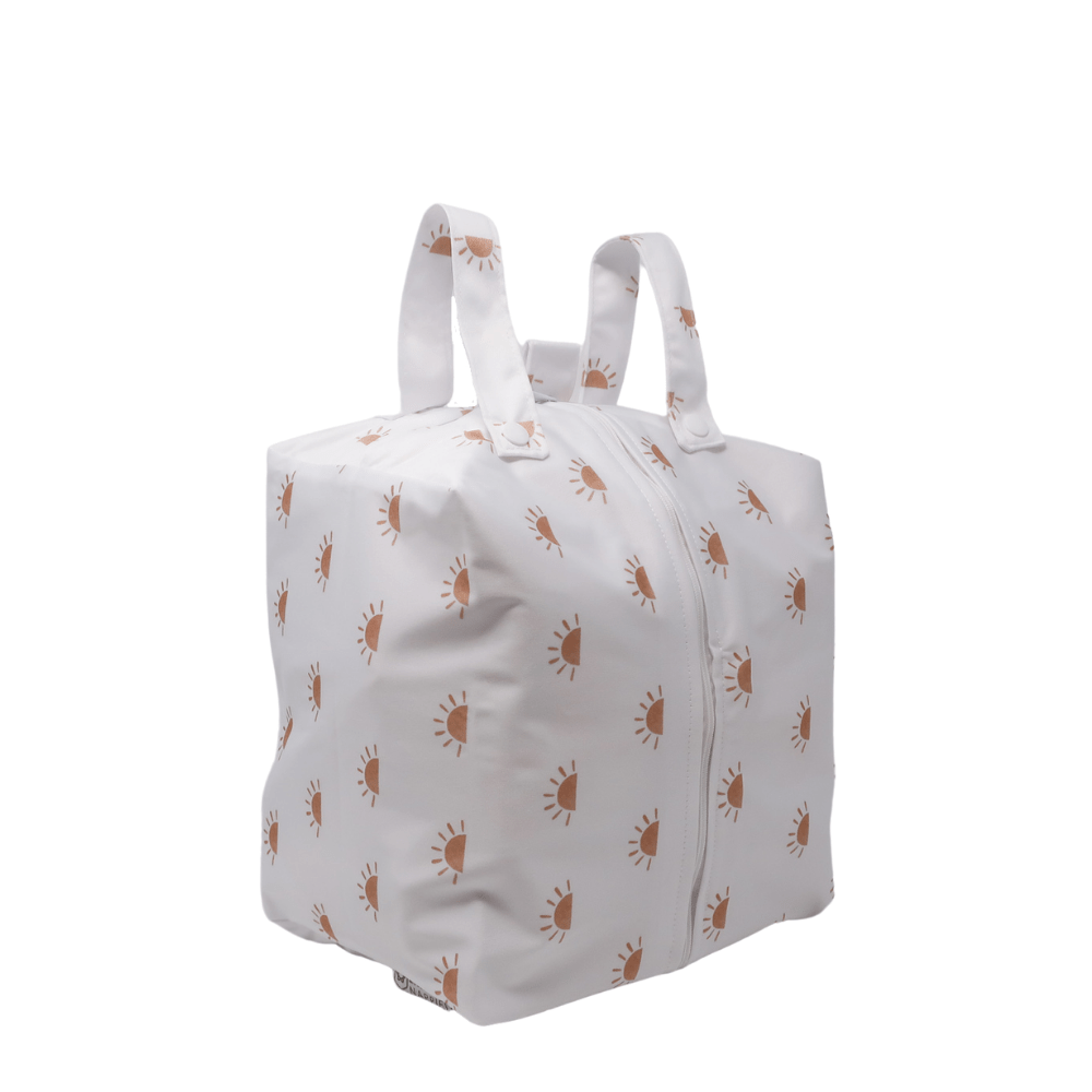 Cloth Nappy Pod - Sunnies White with Camel