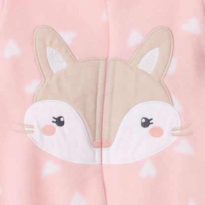 HelloBaby Newborn Polar Footed Jumpsuit - Pink Printed